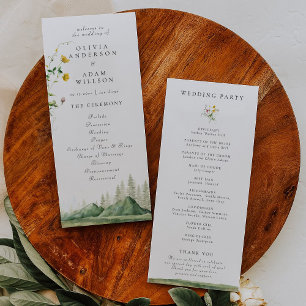 Forest Mountain Boho Wildflower Rustic Wedding Programme