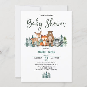 Forest Mountain Greenery Woodland Baby Shower Invitation