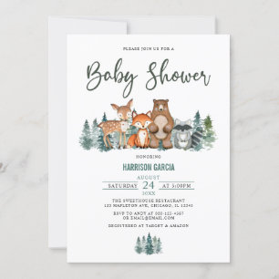 Forest Mountain Greenery Woodland Baby Shower Invitation