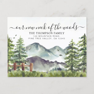 Forest Mountain Our New Neck of the Woods Moving Announcement Postcard