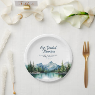 Forest Mountain Rustic Adventure Baby Shower  Paper Plate