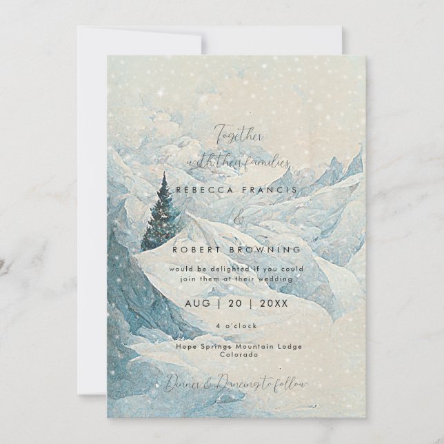 forest mountain rustic modern wedding invitation (Front)