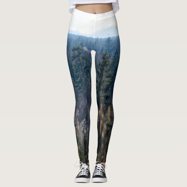 Forest Mountain View #1 #cabin #decor #wall #art  Leggings (Front)