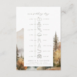 Forest Mountain Wedding Timeline Order Of Events Enclosure Card