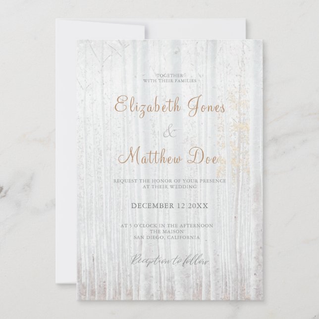Forest Mountain White Birch Wedding Invitation (Front)