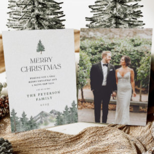Forest Mountain Winter Merry Christmas Photo Invitation