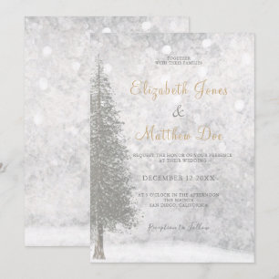 Forest Mountain Winter Pine Tree Wedding Invitation