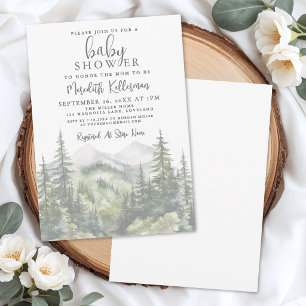 Forest Mountain Woodland Adventure Baby Shower Invitation