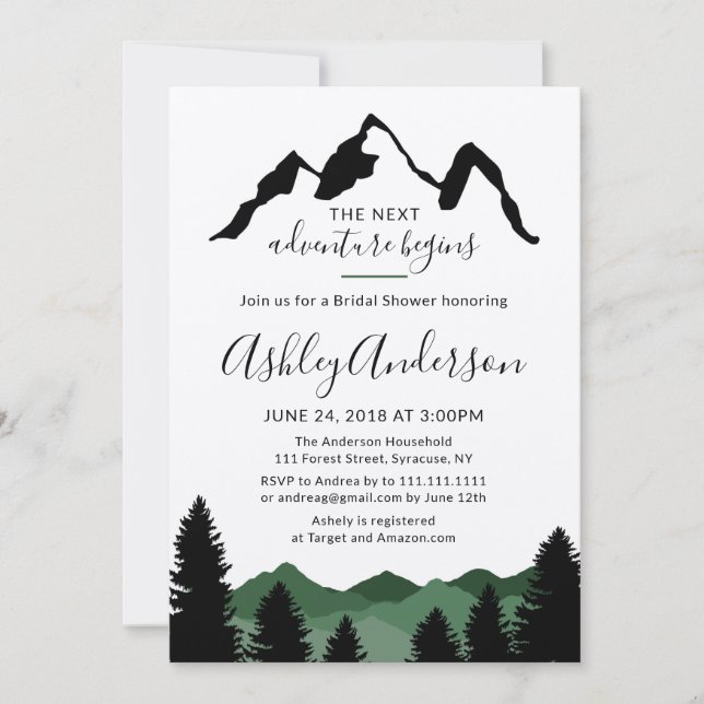 Forest Mountains Bridal Shower Invitation (Front)