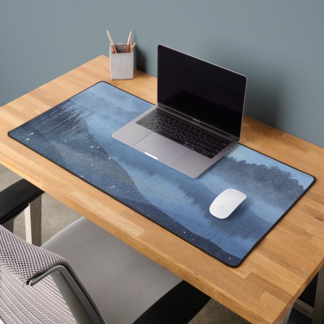 Forest Mountains Mist Blue Lake Desk Mat (Office 2)