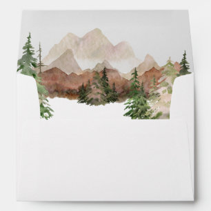 Forest Mountains Rustic Wedding Envelope