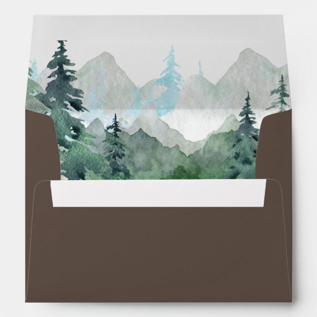 Forest Mountains Rustic Wedding Envelope (Back (Bottom))