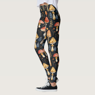 Forest Mushroom and Fern  Leggings