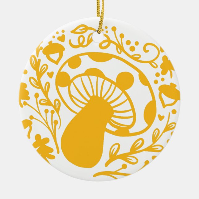FOREST MUSHROOM CERAMIC TREE DECORATION (Front)