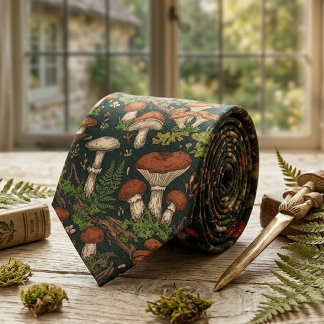 Forest Mushroom & Fern  Tie