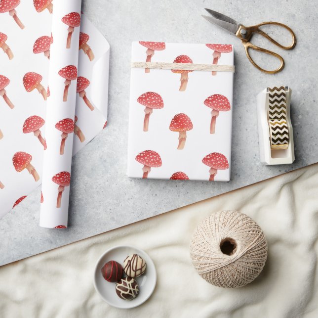 Forest Mushroom Pattern | Woodland Red Toadstool Wrapping Paper (Crafts)