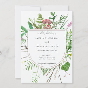 Forest Mushroom   Woodland Wedding Invitation