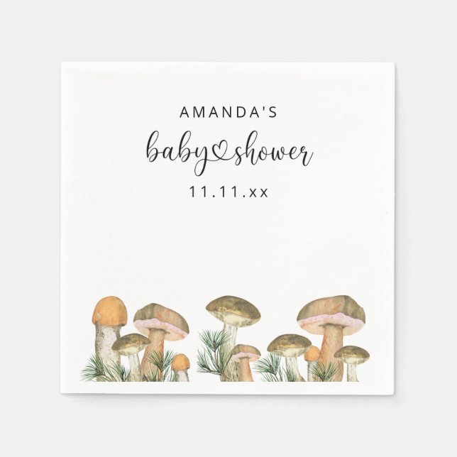 Forest mushrooms baby shower  napkin (Front)