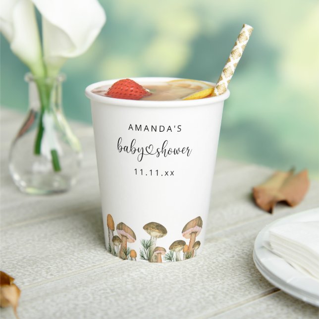 Forest mushrooms baby shower  paper cups (Insitu)
