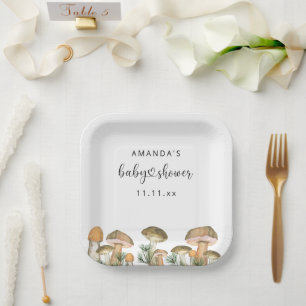 Forest mushrooms baby shower  paper plate