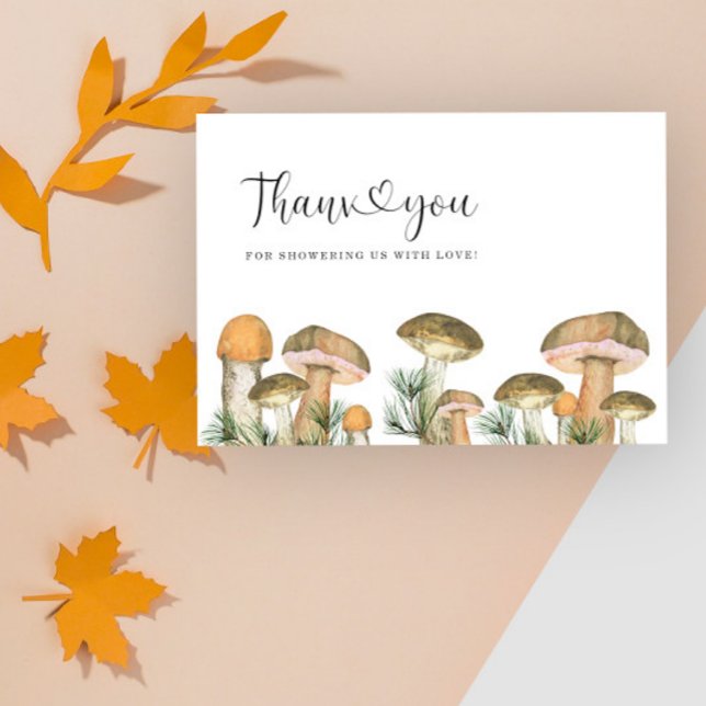 Forest mushrooms baby shower thank you card (Creator Uploaded)