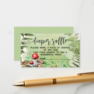 Forest Mushrooms Greenery Baby Diaper Raffle Enclosure Card