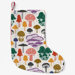 Forest Mushrooms Ink Vintage Texture Small Christmas Stocking