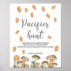Forest mushrooms - pacifier hunt baby shower game poster