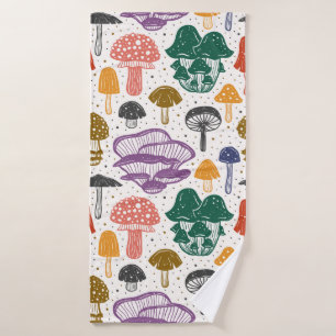 Forest mushrooms. Seamless pattern, texture, backg Bath Towel