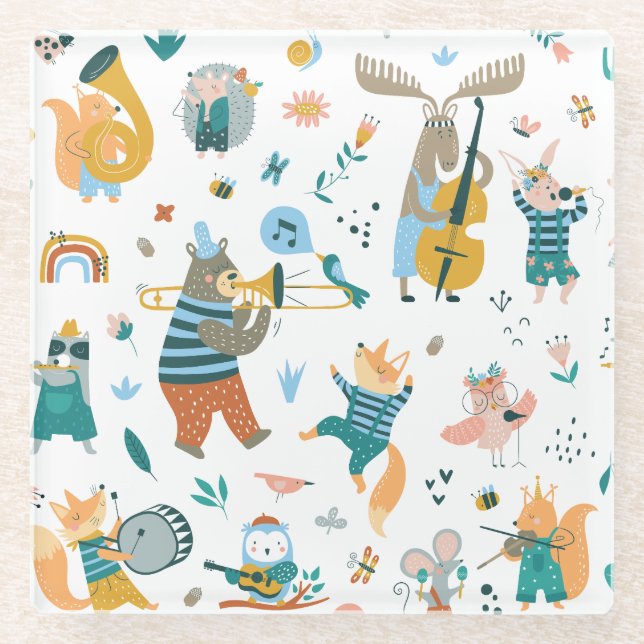 Forest Music Band Glass Coaster (Front)