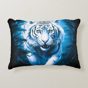 Forest Mystic Wild White Tiger Decorative Cushion