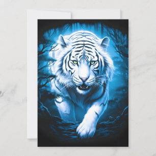 Forest Mystic Wild White Tiger  Holiday Card