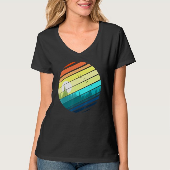 Forest Nature Circle Graphic Design T-Shirt (Front)