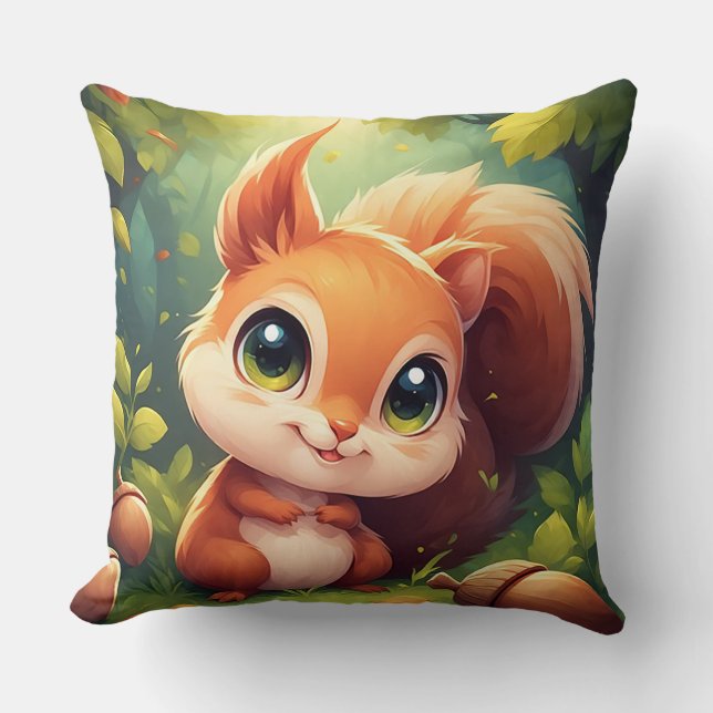 🍂 Forest Nature Gift For Squirrel Lovers 🐿️ Cushion (Front)