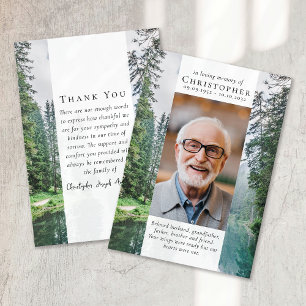 Forest Nature Photo Sympathy Funeral Memorial Thank You Card
