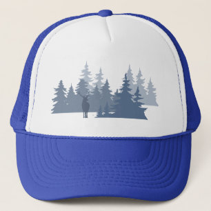 Forest Nature Wildlife Deer Stag Blue Trucker Hat