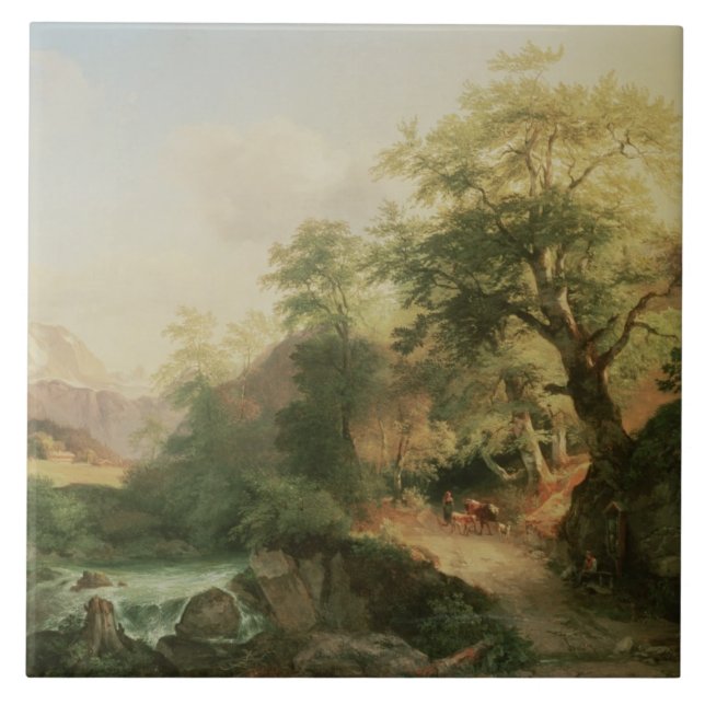 Forest near Vienna, 1852 (oil on canvas) Tile (Front)