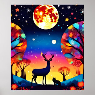 Forest Night Glow Poster