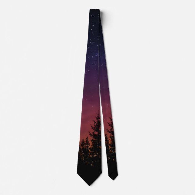 Forest Night Sky Nature with Starry Woodland Scene Tie (Front)