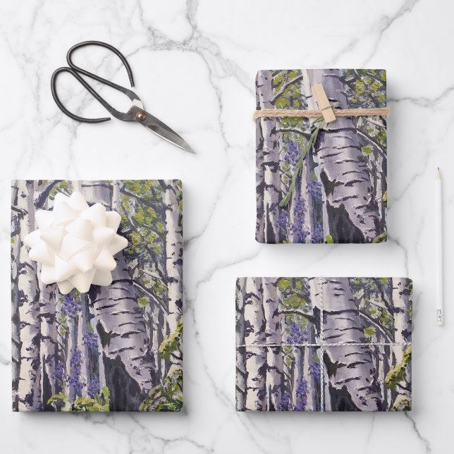 Forest of Aspen Trees Wrapping Paper Sheet (Front)