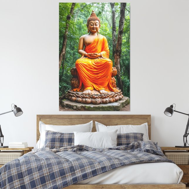 Forest of Calm: The Buddha's Sanctuary Canvas Print (Insitu(Bedroom))