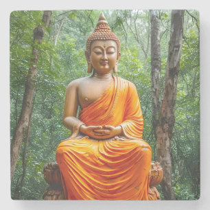 Forest of Calm: The Buddha's Sanctuary Stone Coaster