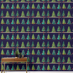 Forest of colourful Christmas fir trees Wallpaper