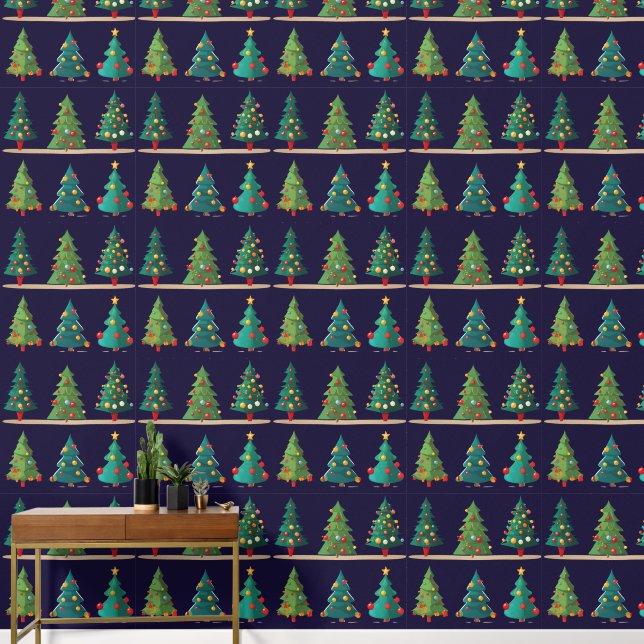 Forest of colourful Christmas fir trees Wallpaper (Hallway)
