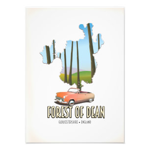 Forest Of Dean Gloucestershire England map Photo Print