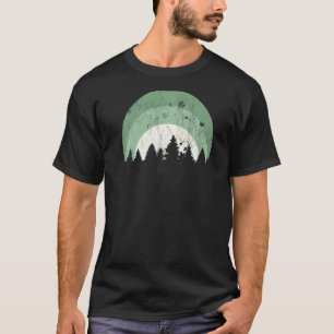 Forest Of Evergreen Tree Silhouette Distressed Tre T-Shirt