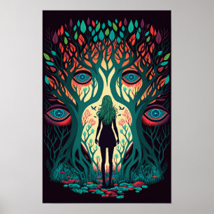 Forest of Eyes Surreal Poster Trippy 2