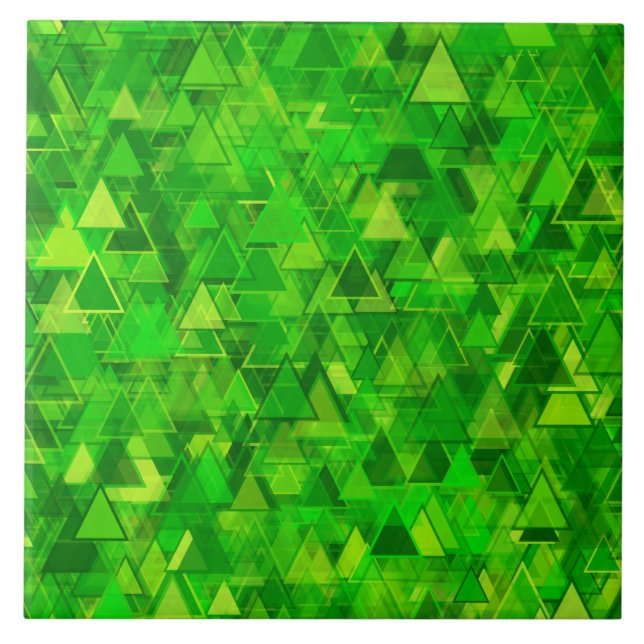 "Forest" of Green Triangle Shapes Pattern Tile (Front)