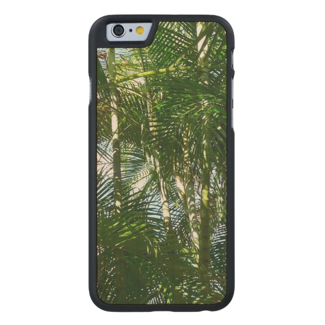Forest of Palm Trees Tropical Green Carved Wood iPhone Case (Back)