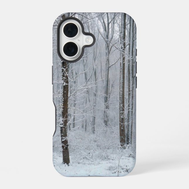 Forest of Snowy Trees iPhone 16 Case (Back)